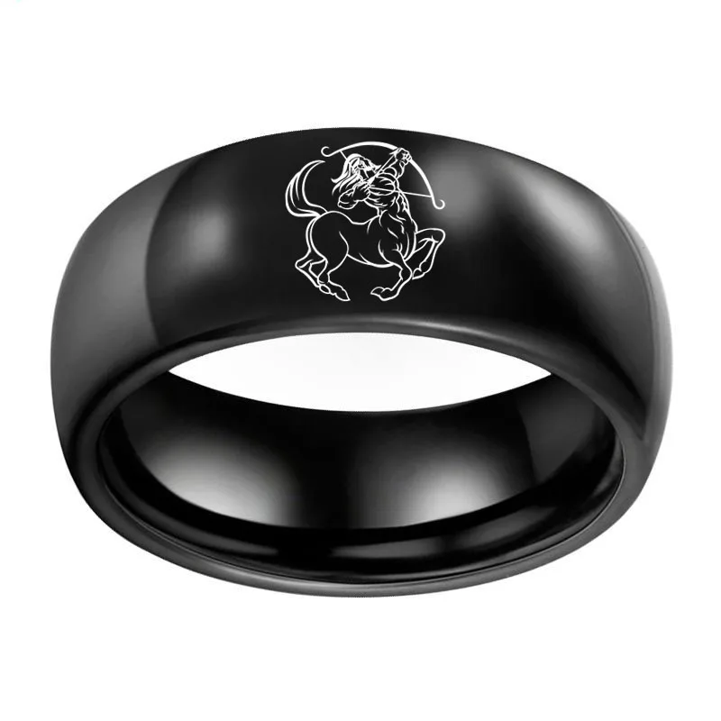 Индивидуальные 12 созвездий логотип титановые кольца Стрелец анти-аллергенные