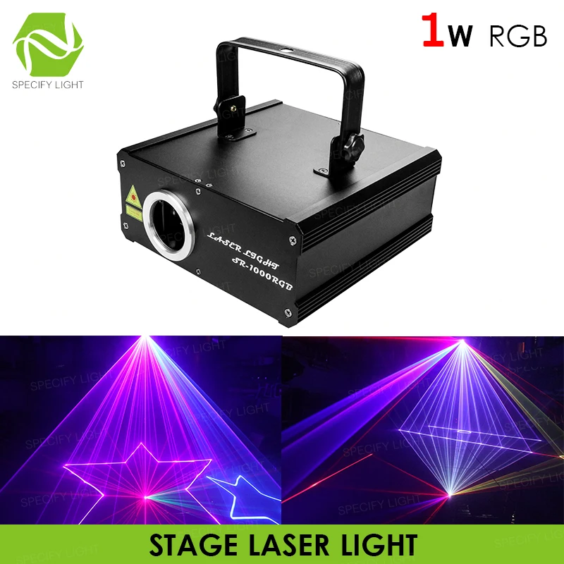 DMX 512 2D + 3D многоцветный 1 Вт RGB лазерный светильник DJ сценический алюминиевый