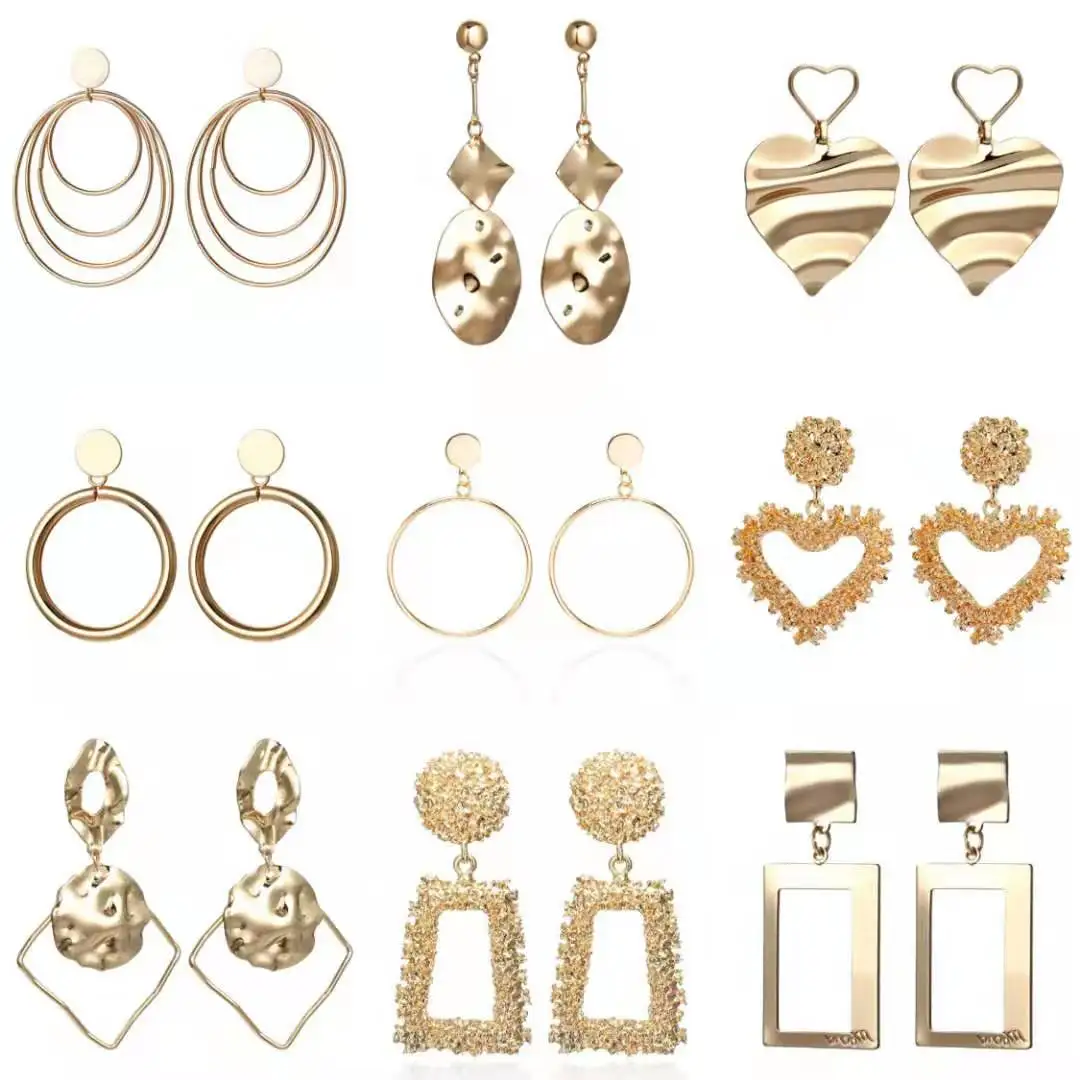 Серебряные золотые геометрические серьги европейские преувеличенные необычные