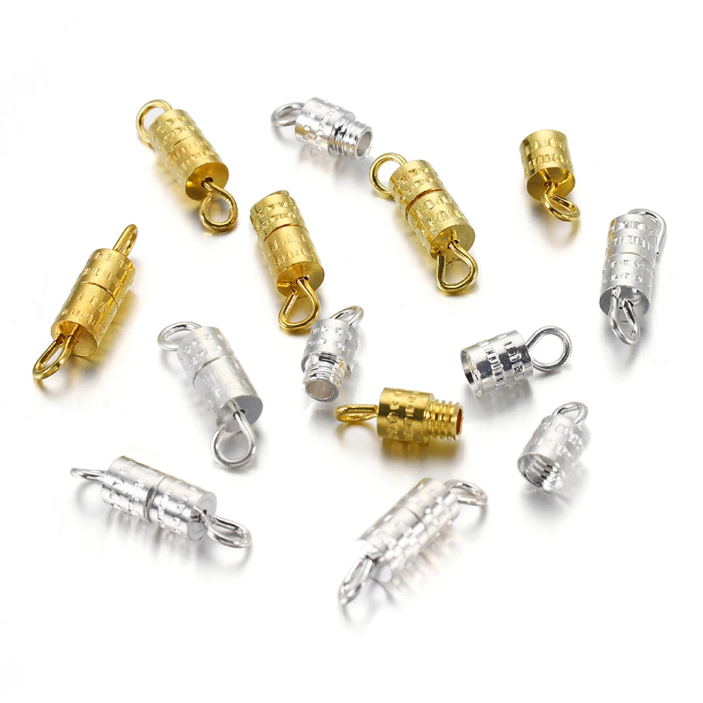 

50/100pcs Closed Screw Clasps Cylinder Beading Jewelry End Fasteners Bracelet Necklace Connection Buckles For DIY Jewelry Making