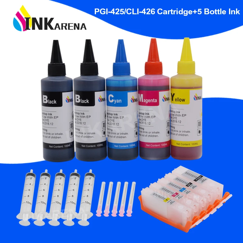 Картриджи для принтера INKARENA PGI 425 CLI 426 XL 5 цветов + 500 мл чернил Canon PIXMA IP4840 IP4940 IX6540 MG5140