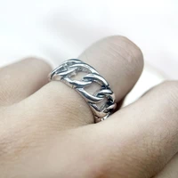 vintage silver color cuban chain rings for men women adjustable finger ring punk party jewelry accessories