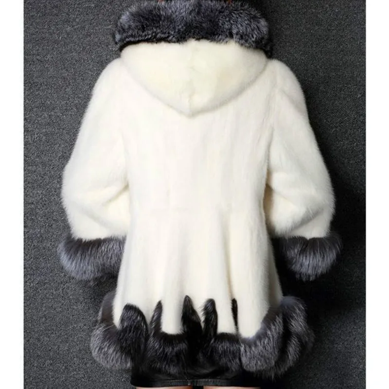 Шуба из искусственного меха для женщин шуба норки с капюшоном и воротником Меха
