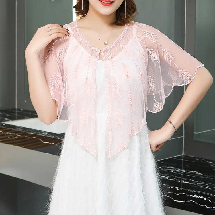 Женская Короткая шаль с блестками и рукавом летучая мышь |