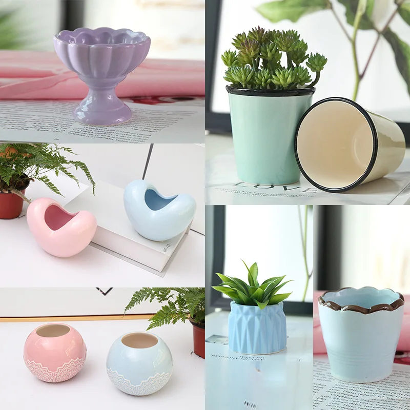 

Small Fresh Flowerpot Makaron Ceramic Household Modern Simple Chlorophytum Creative Small Fleshy Flowerpot