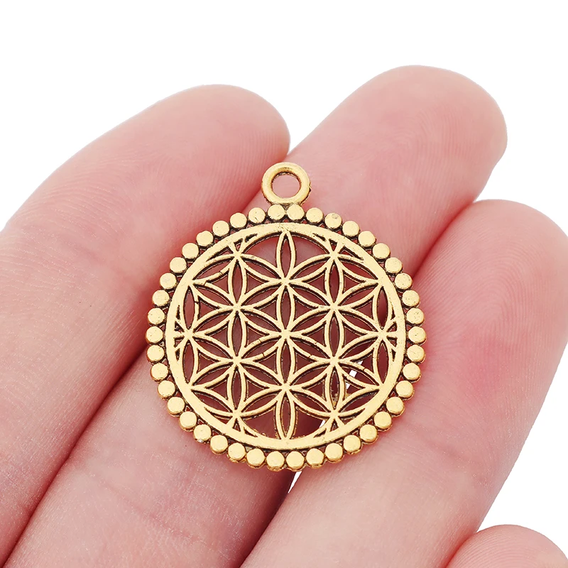 Круглые Подвески в античном стиле с полым цветком жизни ювелирные изделия ручной