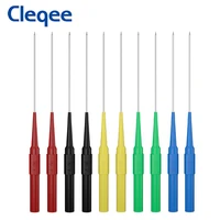 cleqee p30009 10pcs long insulated back probe pin non destructive test probe stainless piercing puncture probe 4mm jack