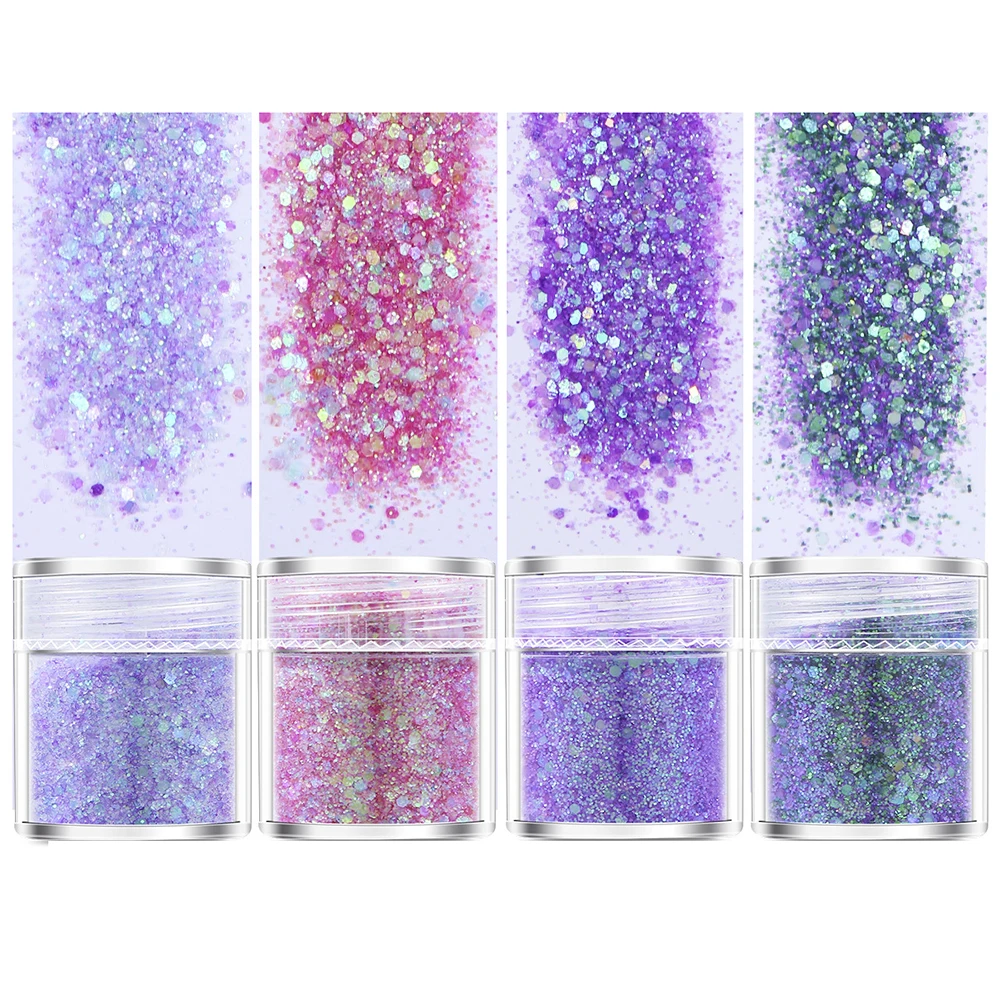 4 коробки/набор градиентный блеск для ногтей Пудра с пайетками Анти пыль УФ гель