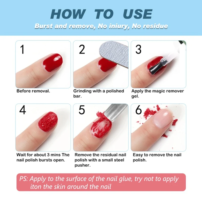 

Burst Nail Polish Remover Non-stimulation Removes Soak Off Polish Nail Polish Removal Gel