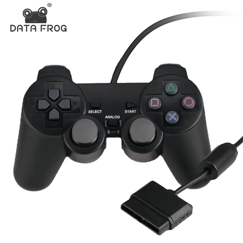 Проводной Двойной вибрационный контроллер DATA FROG для PS2 подключи и играй джойстик