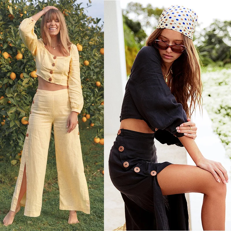 Женский костюм Европа и Америка Модный повседневный свободный комплект из двух