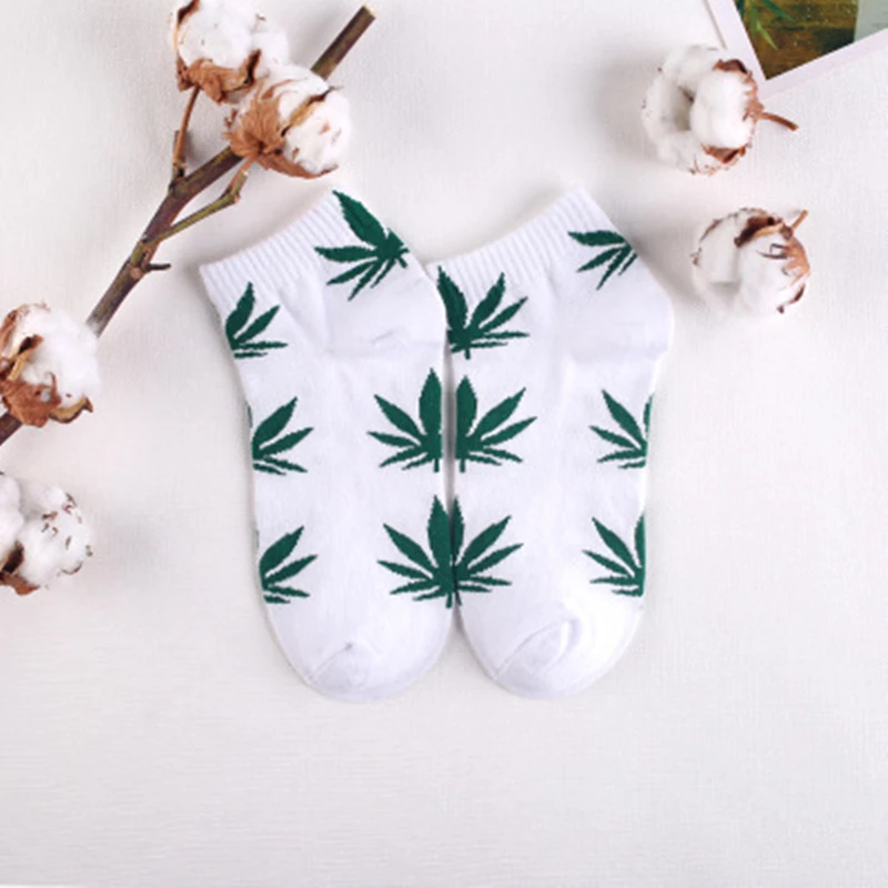 

1 Pair Men's Fashion Business Ankle Socks Unisex Weed Hemp Cotton Socks Street Fashion Skateboard Couple Harajuku Trend Socks
