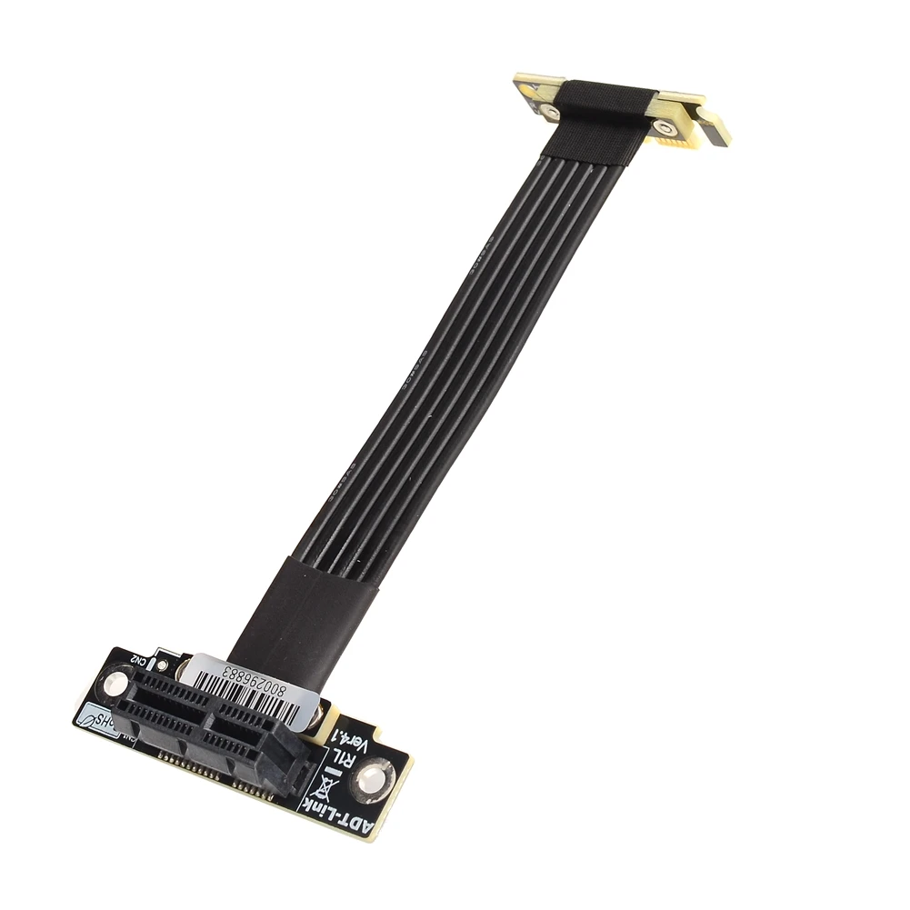 Кабель расширения PCIE 1x черный серебристый двойной 90 градусов PCI E 4 0x1 до x1 16 ГБ/Bps