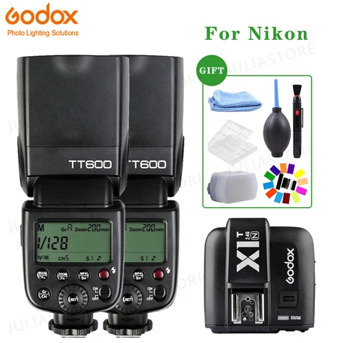2x Godox TT600 XPRO-N 2,4G Беспроводной Камера Вспышка Speedlite+ X1T-N передатчик для Nikon D3200 D3300 D5300 D70 D800 D3X D3 D2X - Цвет: 2xTT600 and X1T-N