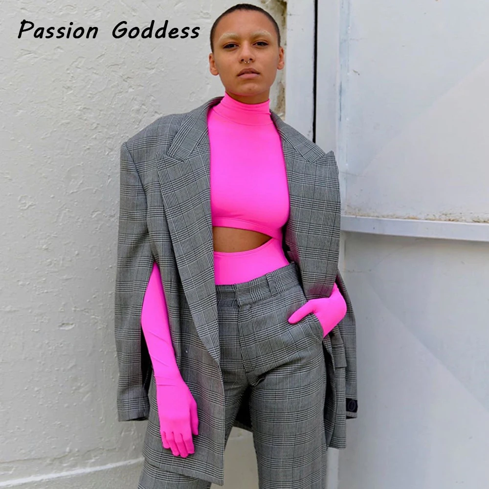 Сексуальные перчатки боди комбинезоны женские с перчатками Розовый