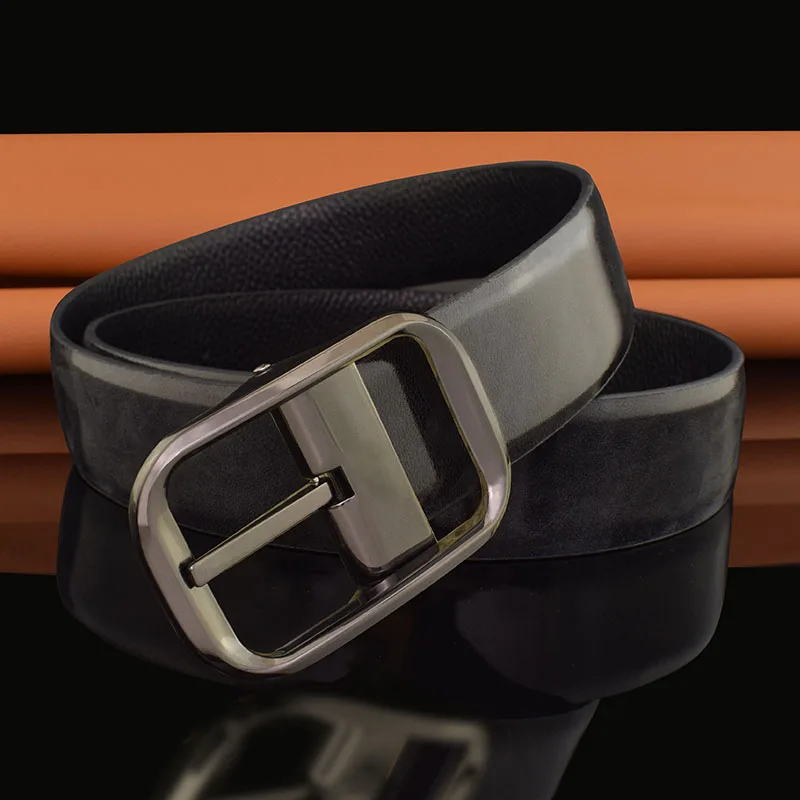 Fashion Belt Gray Pin Buckle Men's Belt High Quality Designer Belt Men's Exquisite Casual Leather Ceinture Homme