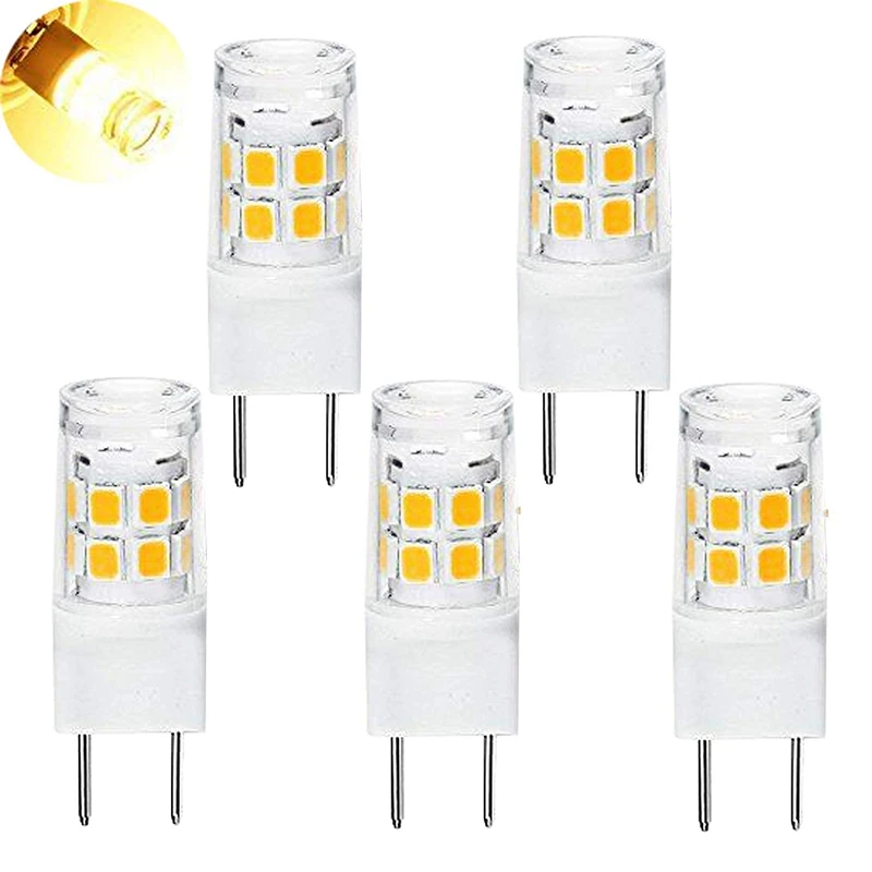 

LED G8 Light Bulb, G8 GY8.6 Bi-pin Base LED, Not Dimmable T4 G8 Base Bi-pin Xenon JCD Type LED 120V (5-Pack) (G8 3W Warm White)
