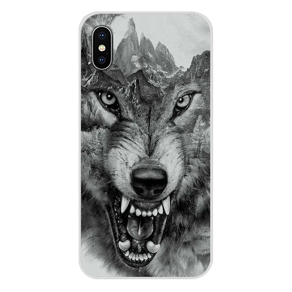 Transparent Soft Skin Case Luxury Animal Head Wolf Cat For Apple iPhone X XR XS MAX 4 4S 5 5S 5C SE 6 6S 7 8 Plus ipod touch | Мобильные