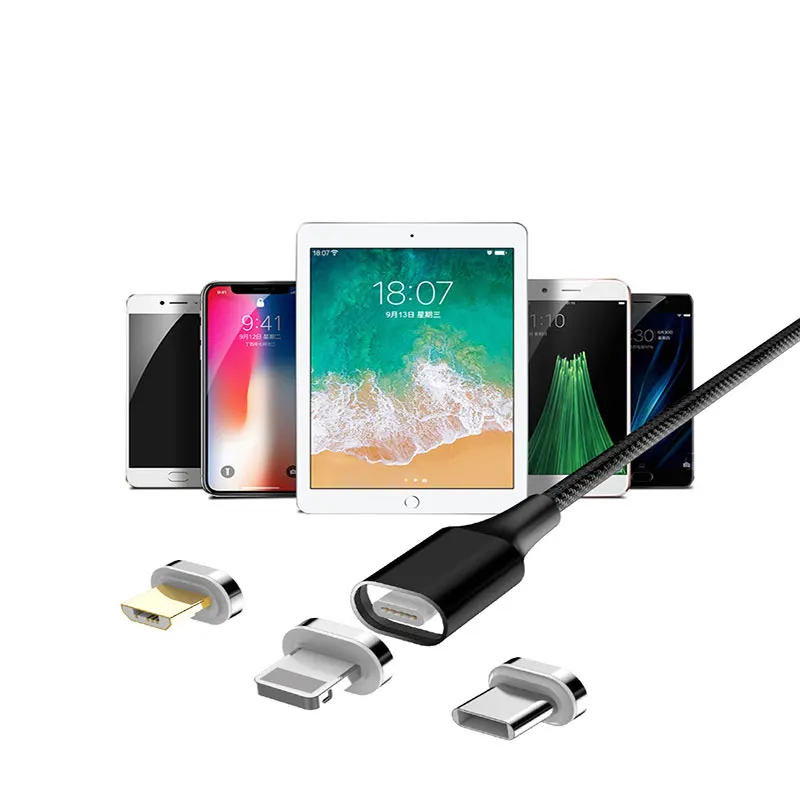 Usb-кабель Магнитный светодиодный свет 2M 3A кабели для зарядного устройства USB для IPhone Xs Max IPhone6s7s8x Plus Ipad Mini 1 2 3 4 зарядное оборудование