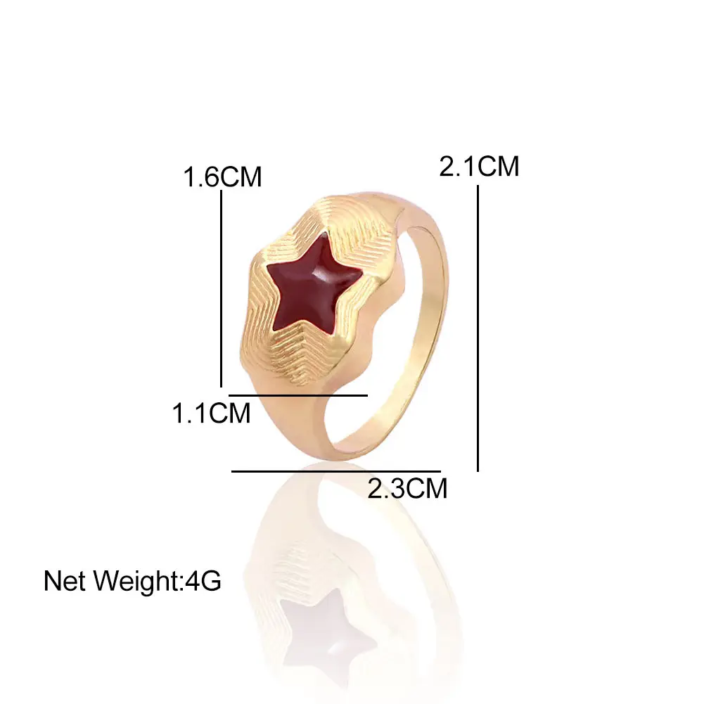 

Trendy Cute Colorful Stars Enamel Gold Women's Ring Round Chunky Golden Finger Rings Punk Party Wedding Jewelry Geometric Gifts