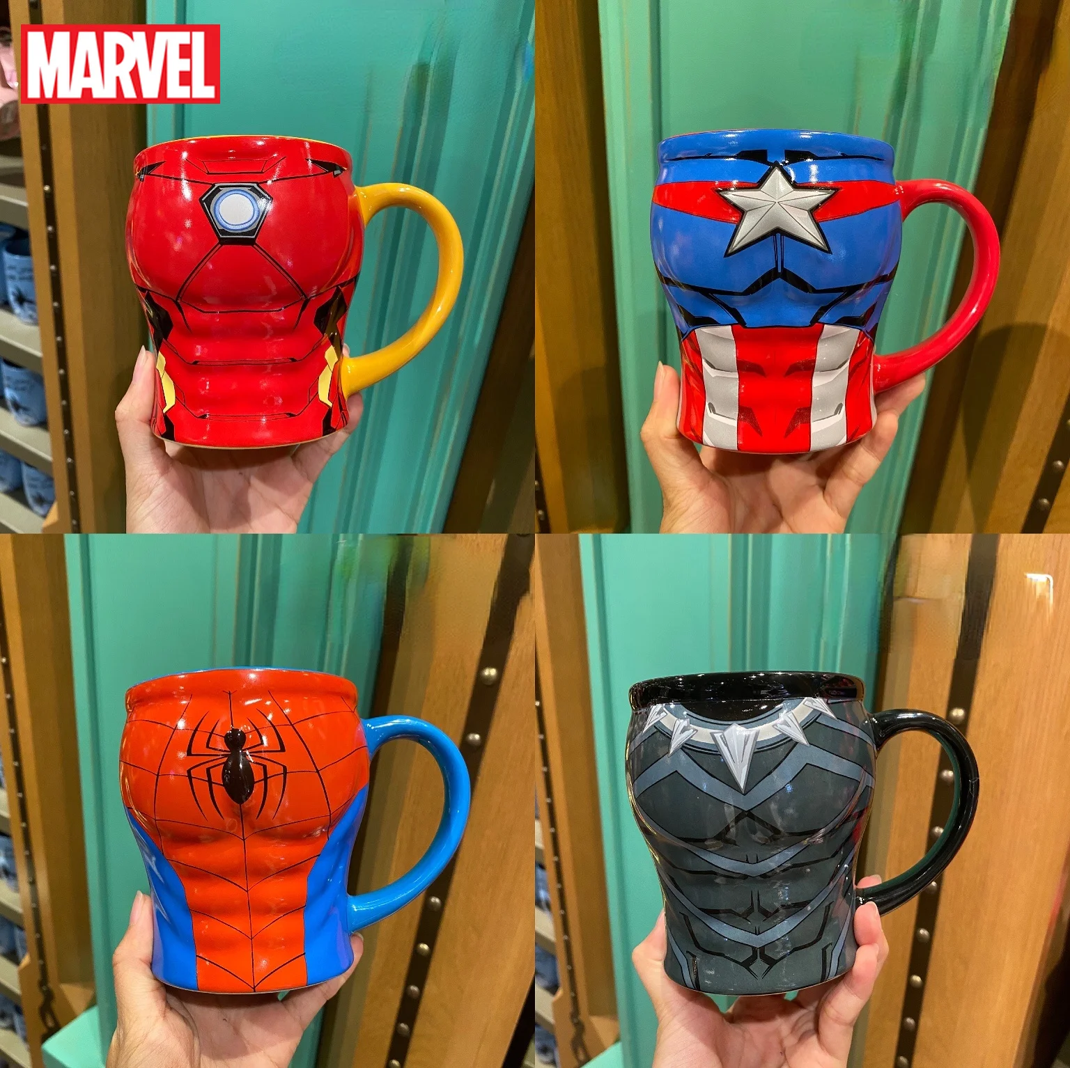 

Disney World Avengers Spider-man Captain America Iron Man Marvel Ceramics cup coffee mug heatproof milk mug Handgrip