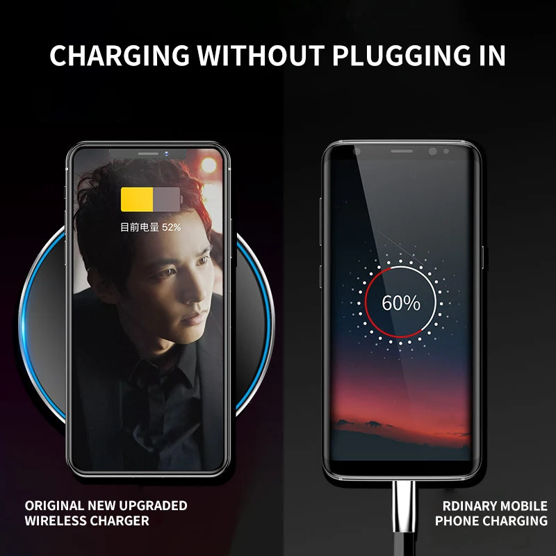 

10w Wireless charging pad For apple huawei samsung xiaomi phone accessories Ultra-thin round wireless charger station