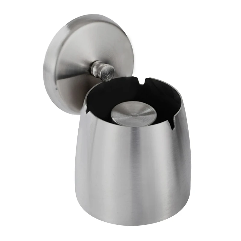 

Outdoor Indoor Stainless Steel Ashtray with Lid Cover Windproof Rainproof Non-Slip Cigarette Tray Box for Office Home