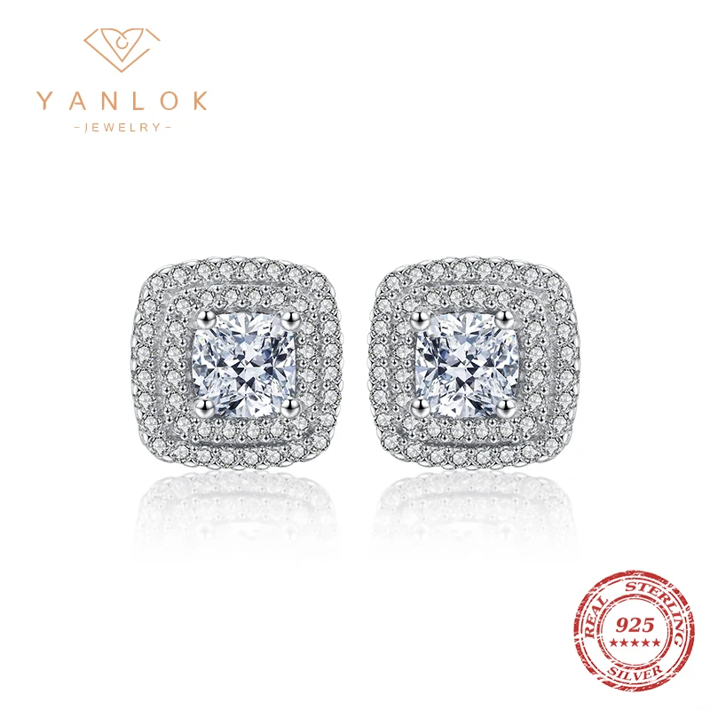 

Женские серьги-гвоздики из серебра 925 пробы с фианитом