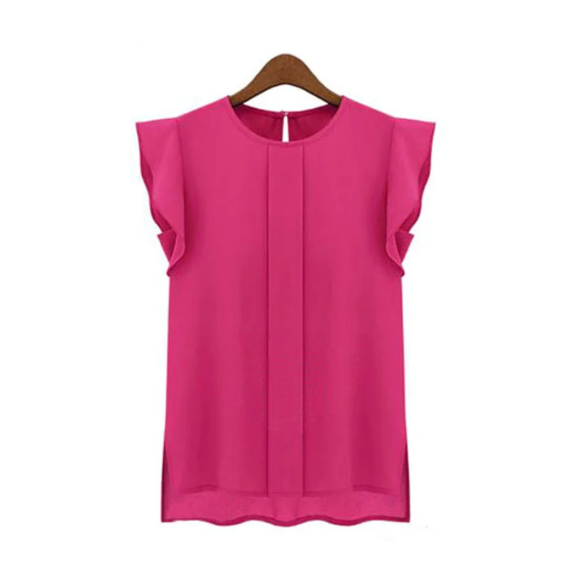 Женская Повседневная шифоновая рубашка с короткими рукавами-тюльпанами
