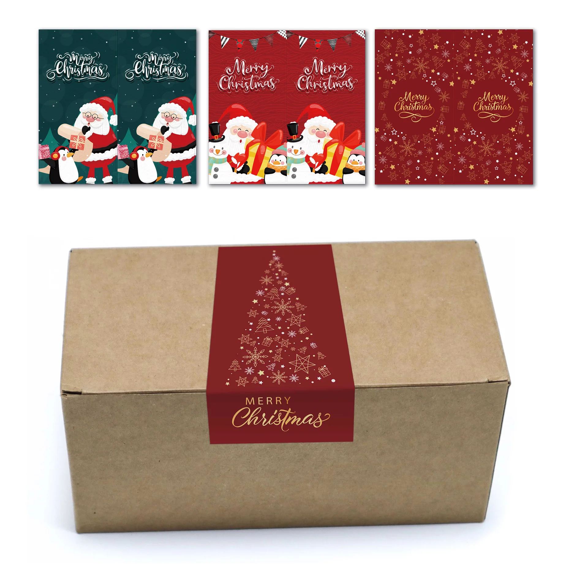 

50Pcs Red Green Merry Christmas Santa Claus Tree Stickers Labels For Gift Decorative Package Wrapping Gift Box Small Business