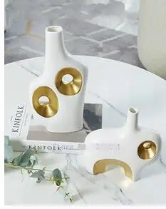 

CREATIVITY CERAMIC VASE GOLDEN ABSTRACT FLOWER ARRANGEMENT HYDROPONIC ACCESSORIES MODERN HOME DECORATION HANDICRAFT FURNISHINGS