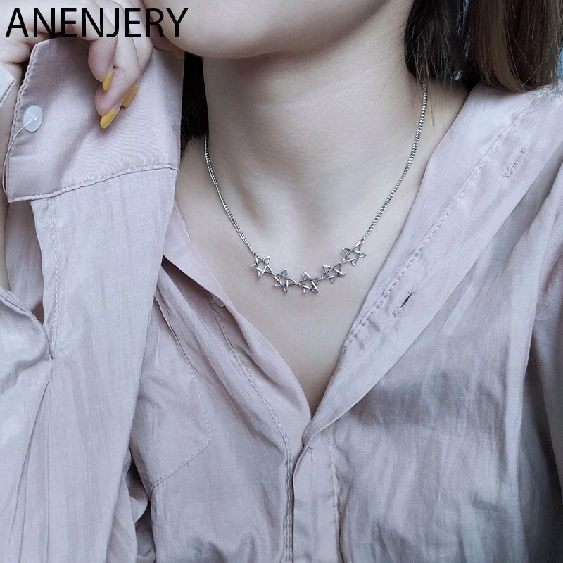 Женское колье с пятью звездами ANENJERY ручной работы простая антиаллергическая
