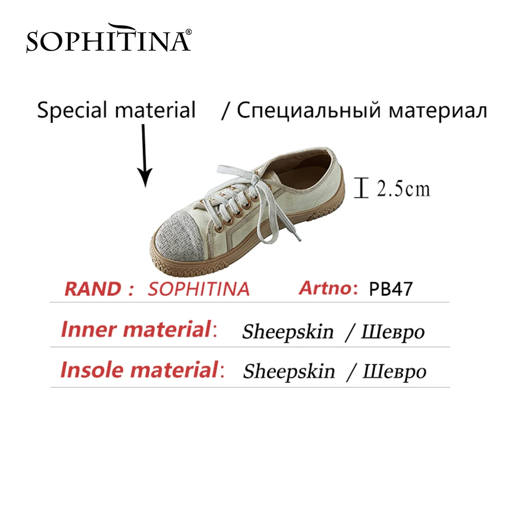 

SOPHITINA Flat Woman Sneaker Fabric Weave Upper Lace Up Round Toe Patchwork Casual Flat Walking Shoes PB47