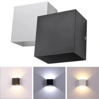 dimmable 6w 85 265v cube cob led indoor lighting whiteblack wall lamp modern home lighting decoration sconce lamp