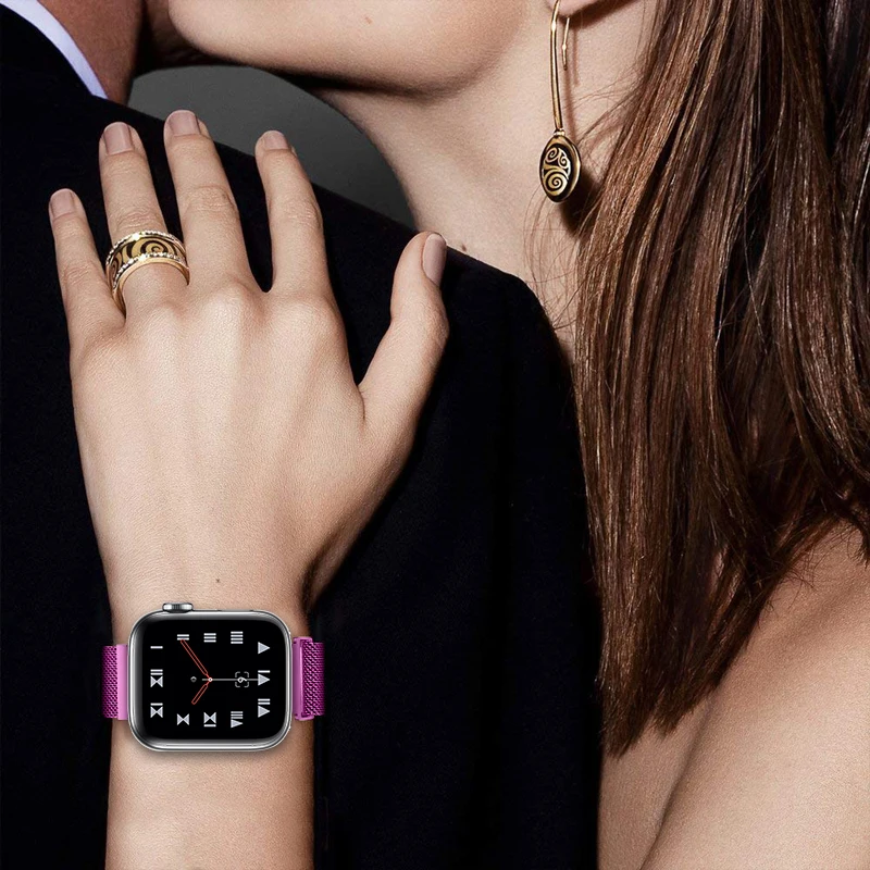 Joyozy магнитный браслет Нержавеющая сталь ремешок для наручных часов Apple Watch серии 1/2/3/4 Миланский ремешок для наручных часов iwatch 38 мм/40 мм/42 мм/44 мм