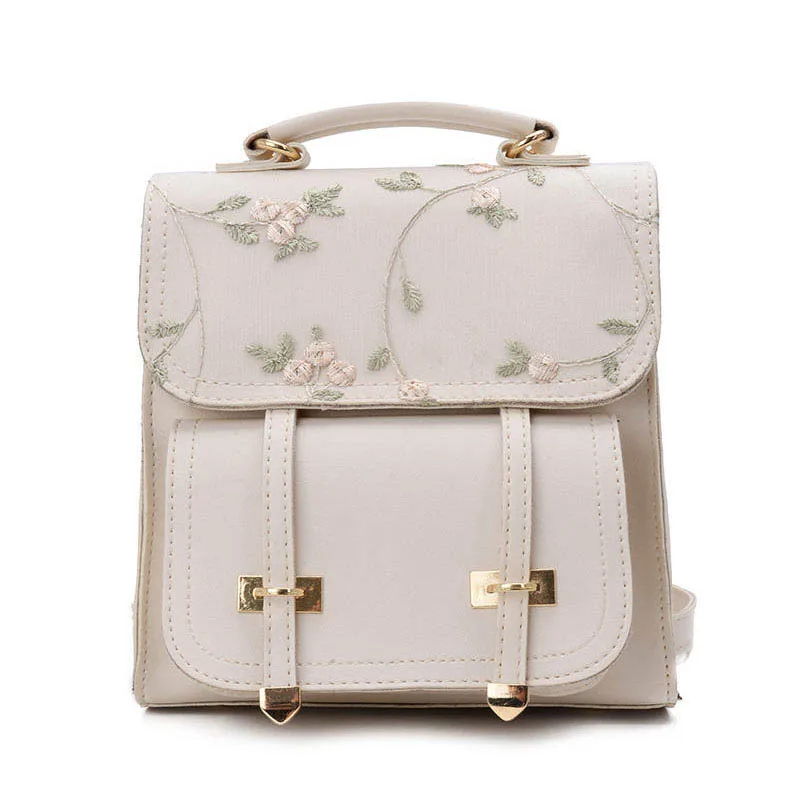 2019 School Backpack Teenage Girls High Quality Leather Women Shoulder Bag Floral Embroidery Design Rucksack | Багаж и сумки