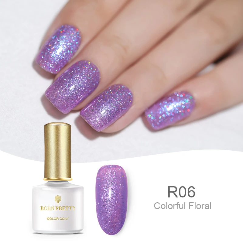 BP-R06 Born pretty, голографическая УФ-гель для ногтей Базовое покрытие и верхнее покрытие набор 6 мл Сияющий лазер замочить от маникюра Гель-лак для нейл-арта УФ-гель - Цвет: BP-R06