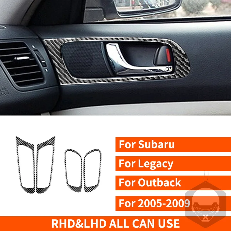 

Для Subaru Legacy/Outback 2005-2009 наклейки из настоящего углеродного волокна, крышка панели дверной ручки, автомобильные аксессуары, интерьерные декоративные