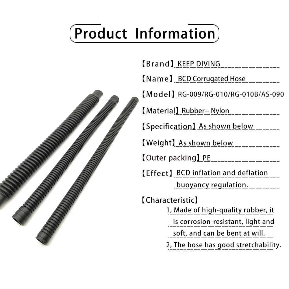 Diving Round Corrugated Hose Jacket BCD Sidemount Rubber Inflator Pipe For Buoyancy Control Device 14/16/19 Inch | Спорт и
