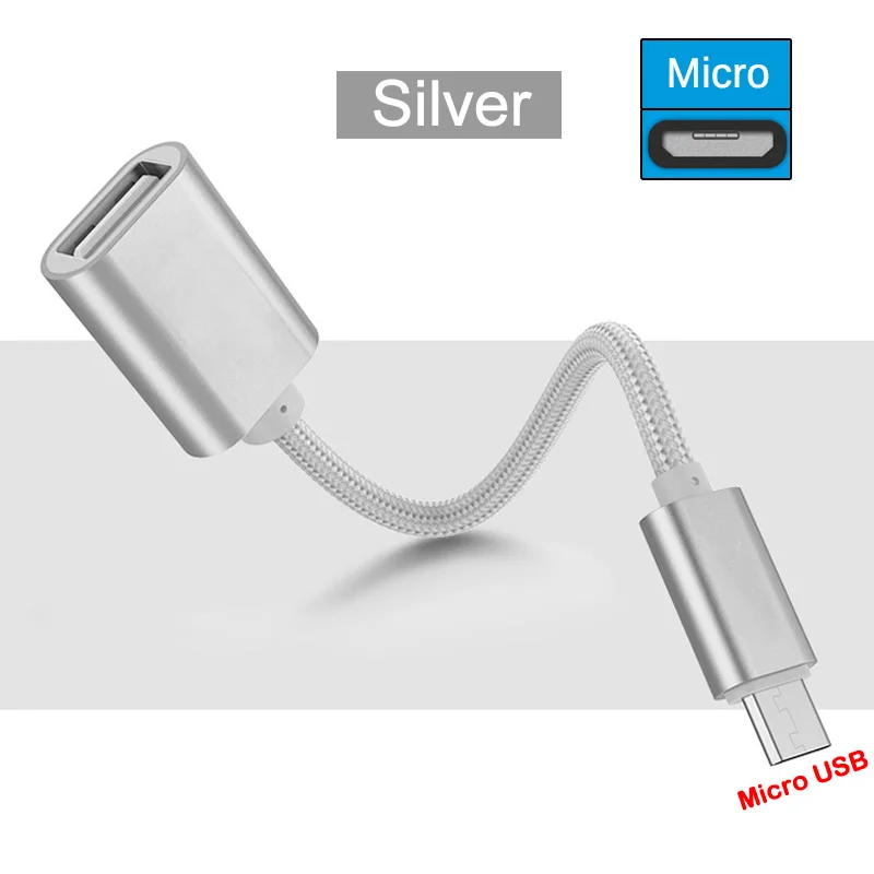 Mi cro USB и type C OTG адаптер для samsung huawei USB OTG кабель для Xiaomi Redmi mi Reader Разъем для Oneplus sony кабель usbc - Цвет: Silver for Micro USB