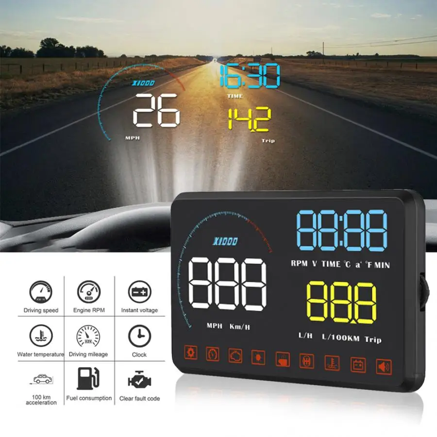 Автомобильный прибор для диагностики автомобиля A9 HUD универсальная система ODB2