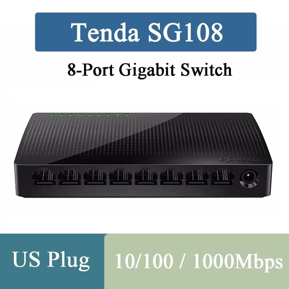 

Tenda SG108 Network 8 Port Gigabit Desktop Switch 10/100/1000Mbps Fast Ethernet Switcher Lan Hub Full/Half duplex Exchange