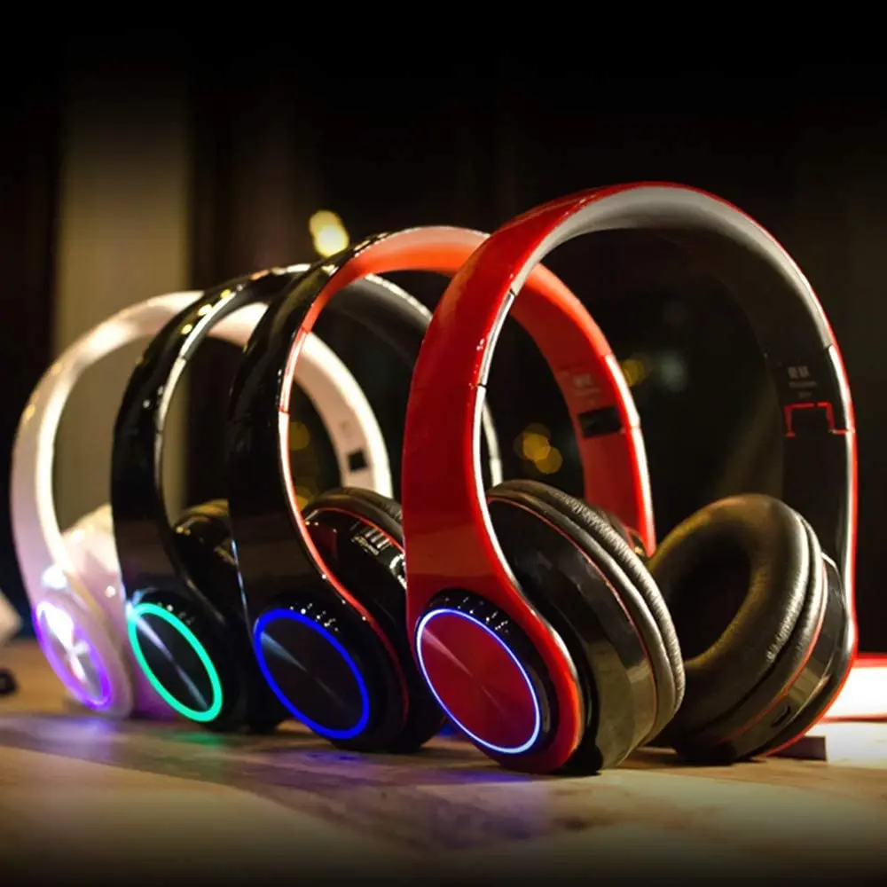 

Wireless Bluetooth Headphones B39 Colored LED Lights Gaming Over-Ear Headset Stereo Headphone with mp3 Player Foldable Earphone