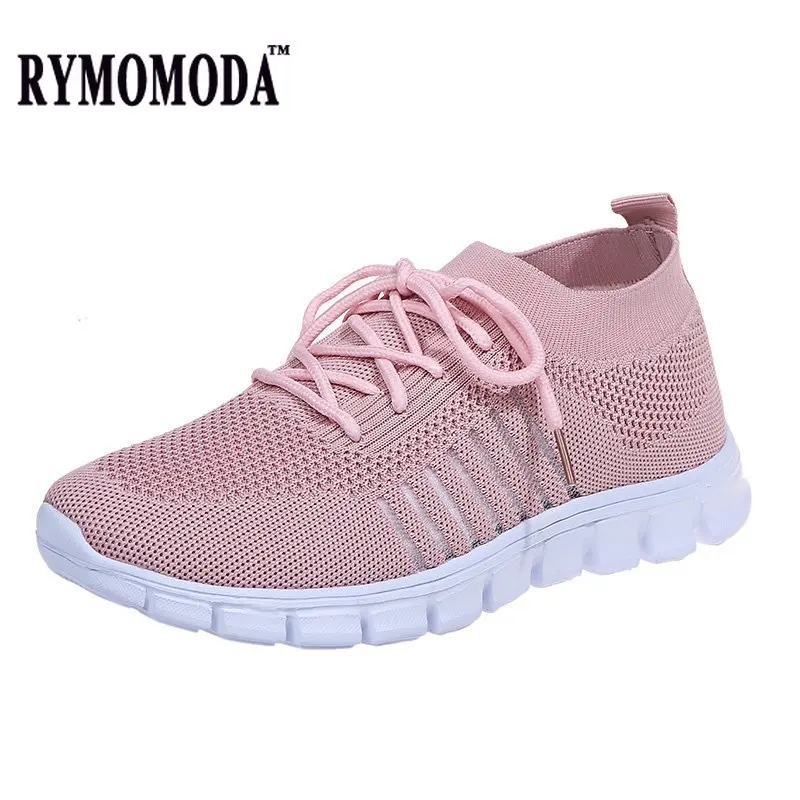 

RYMOMODA Woman Vulcanize Shoes LightWeight Breathable Running Shoes Mesh Sock Sneakers Female Footware Big Size 44 Womens Shoes