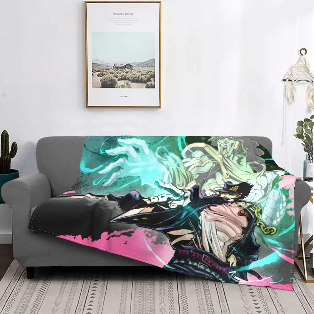 

Kujo Jotaro Blankets Anime Jojo's Bizarre Adventure, manta de felpa, ropa de cama, decoración de sofá, colchas ligeras