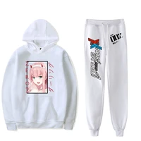 zero two pants suit anime cosplay darling in the franxx cute print oversized hoodies and sweatpants hooded sweatshirt tracksuits