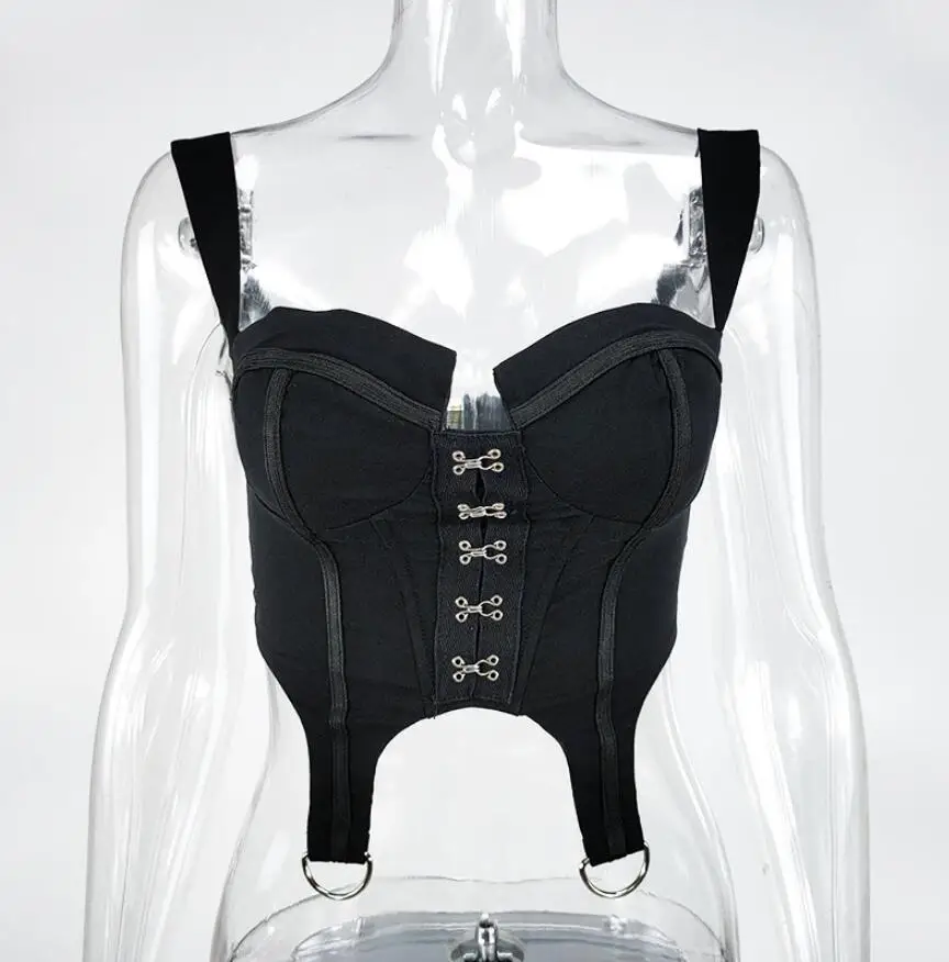 

Fashion Hook Corset Crop Tops Women Bodycon White Sexy Bustier Top Backless Zipper Tank Women Sleeveless Cropped Vest q827