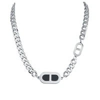 2021 new hip hop necklace fashion exaggerated short necklace titanium steel simple clavicle chain for men and women