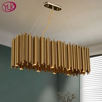 luxury modern chandelier for dining room brushed gold stainless steel hanging light fixture rectangle kitchen island decor lamps