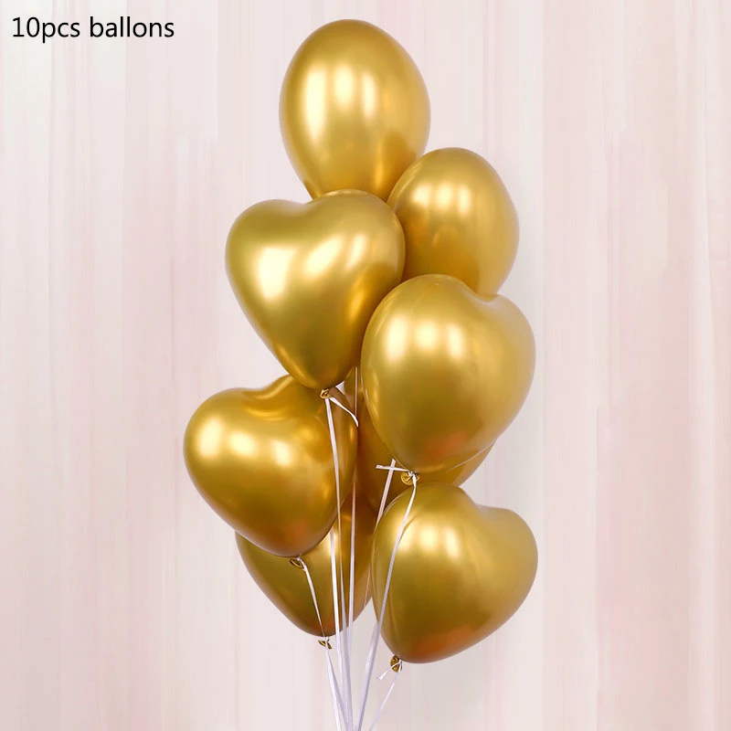 10pcs 12inch 10 шт. металлический латексный блестящий шар золотой шар для дня рождения, вечеринки, свадьбы, украшения для детского душа, вечерние украшения - Цвет: 10pcs 12inch